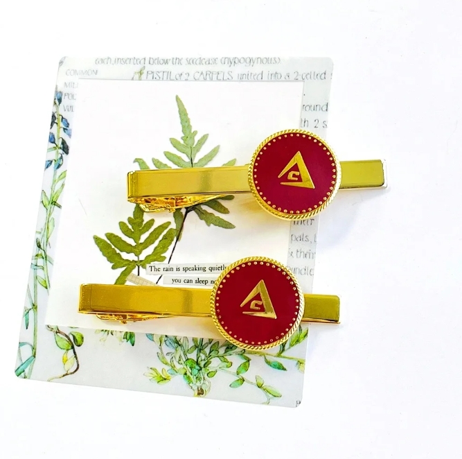 High Quality Your Company Logo Souvenir Men Gold Cufflinks And Tie Clip Pins