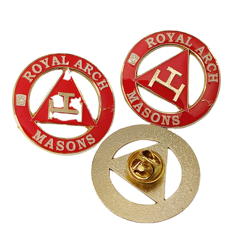 Top Masonic style metal stamping die printed Badge Free Printing Badge & Emblem Type Lapel Pin