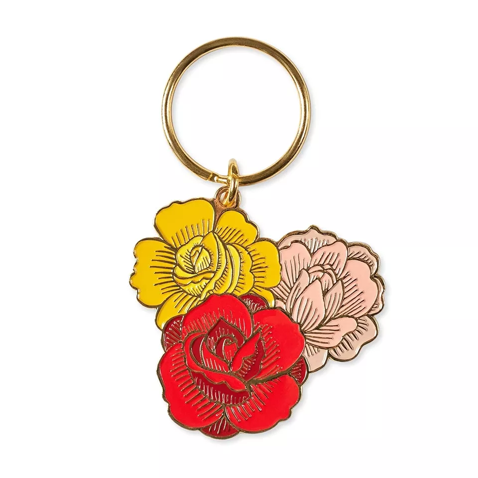 High Quality Flower Metal Keychain With Clasp
