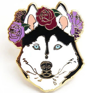 Popular New Design Wolf Metal Badges Cute Flower Animal Lapel Pins Cheap Price Enamel Pins China Factory