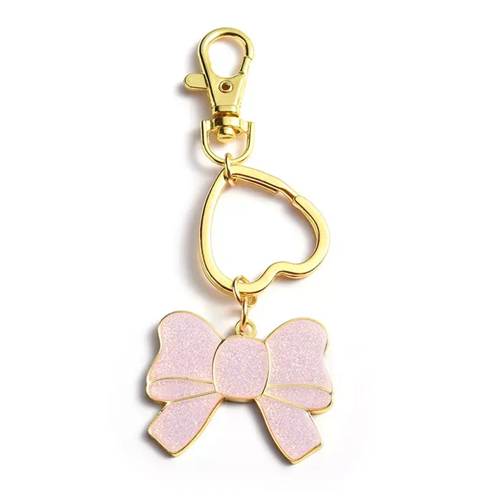 Embrace Glamour with a Bling Butterfly Pink Glitter Metal Key Chain