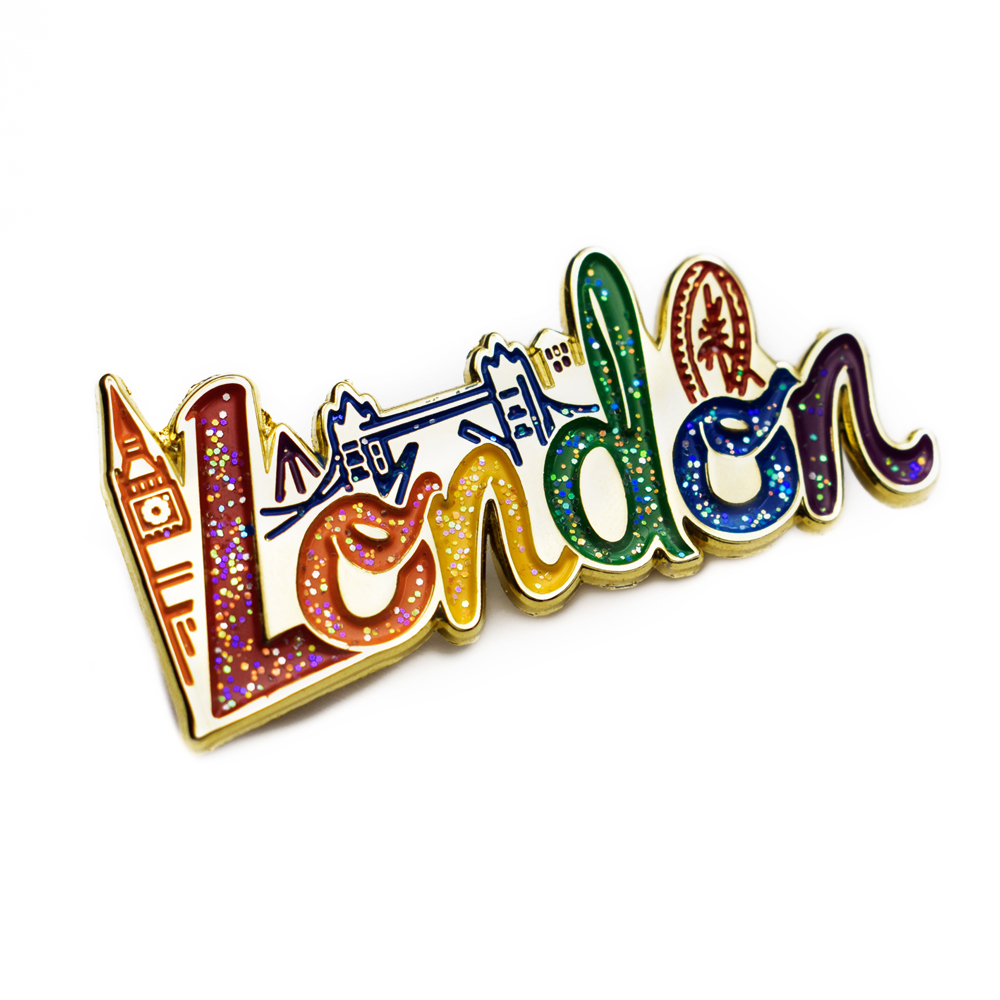 Zinc Alloy Letter Glitter Lapel Pin Hot Sale And High Quality