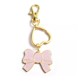 Promotional Gift Cute Heart Keychain Bling Butterfly Pink Glitter Metal Key Chain