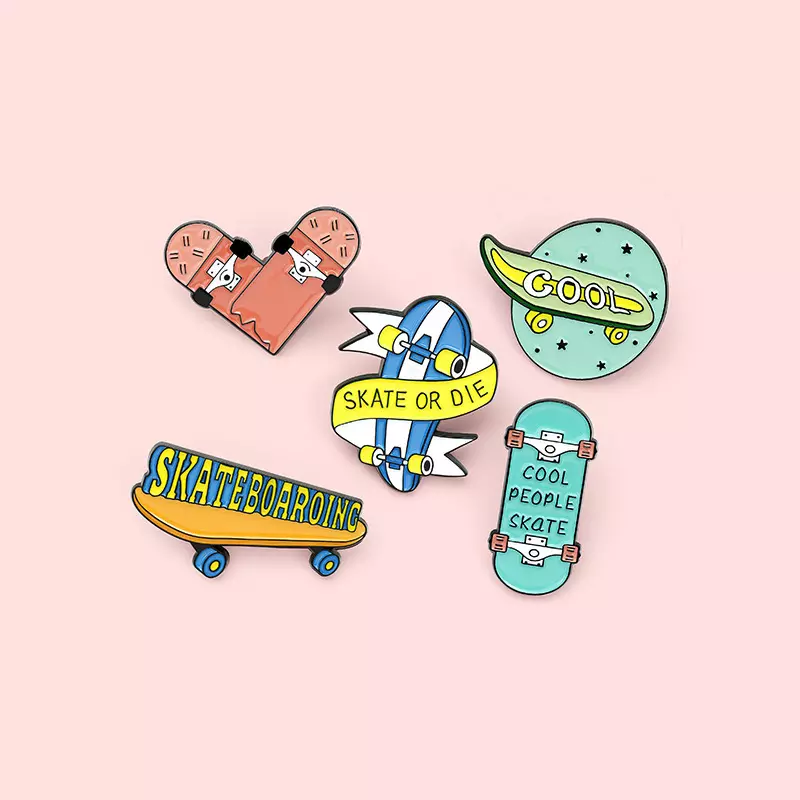 Creative brooch fashion personality unisex cartoon letter skateboard student metal pin for schoolbag