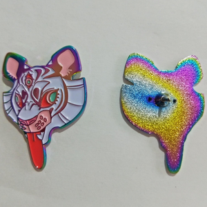 Custom Soft Enamel Raninbow Plated Design Pins Puppy Tiger Metal Badges with Red Tongue Enamel Pins No MOQ