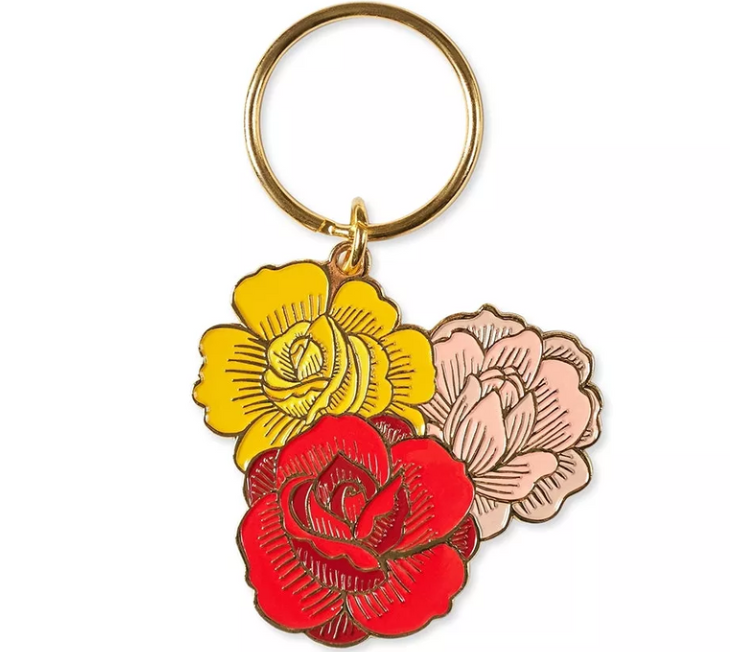 High Quality Flower Metal Keychain With Clasp